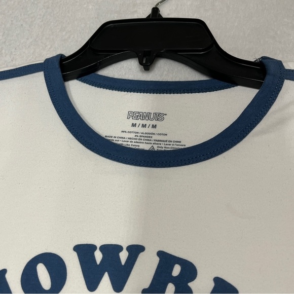 FOREVER 21 PEANUTS Long Sleeve Tshirt Woodstock "Snowbird Utah" White Blue Med. - Picture 6 of 12